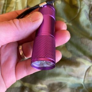 Small Purple Anodized Aluminum Ultraviolet Flashlight with Lanyard